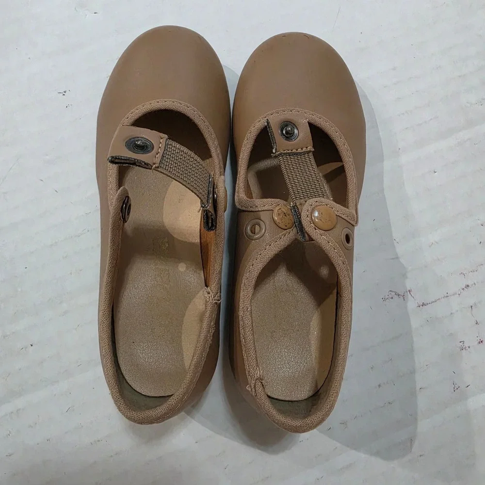 So Danca TA35 Tan Mary Jane Tap Shoes Kids Size 9S Snap Elastic Strap